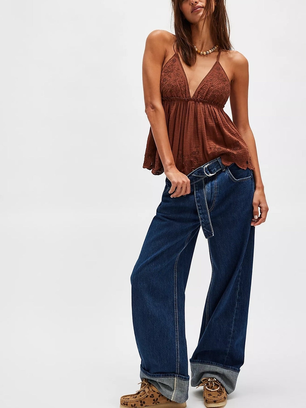 We The Free Free People East Bay Cuffed Jeans Concord Blue 28 NWT